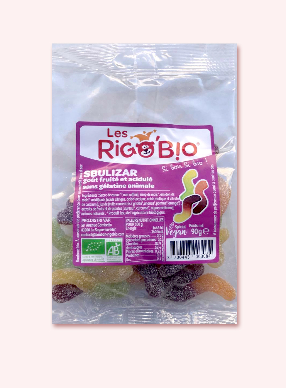 RIGOBIO Sbulizar Fruity & tangy snakes - 90g - ref. 2888